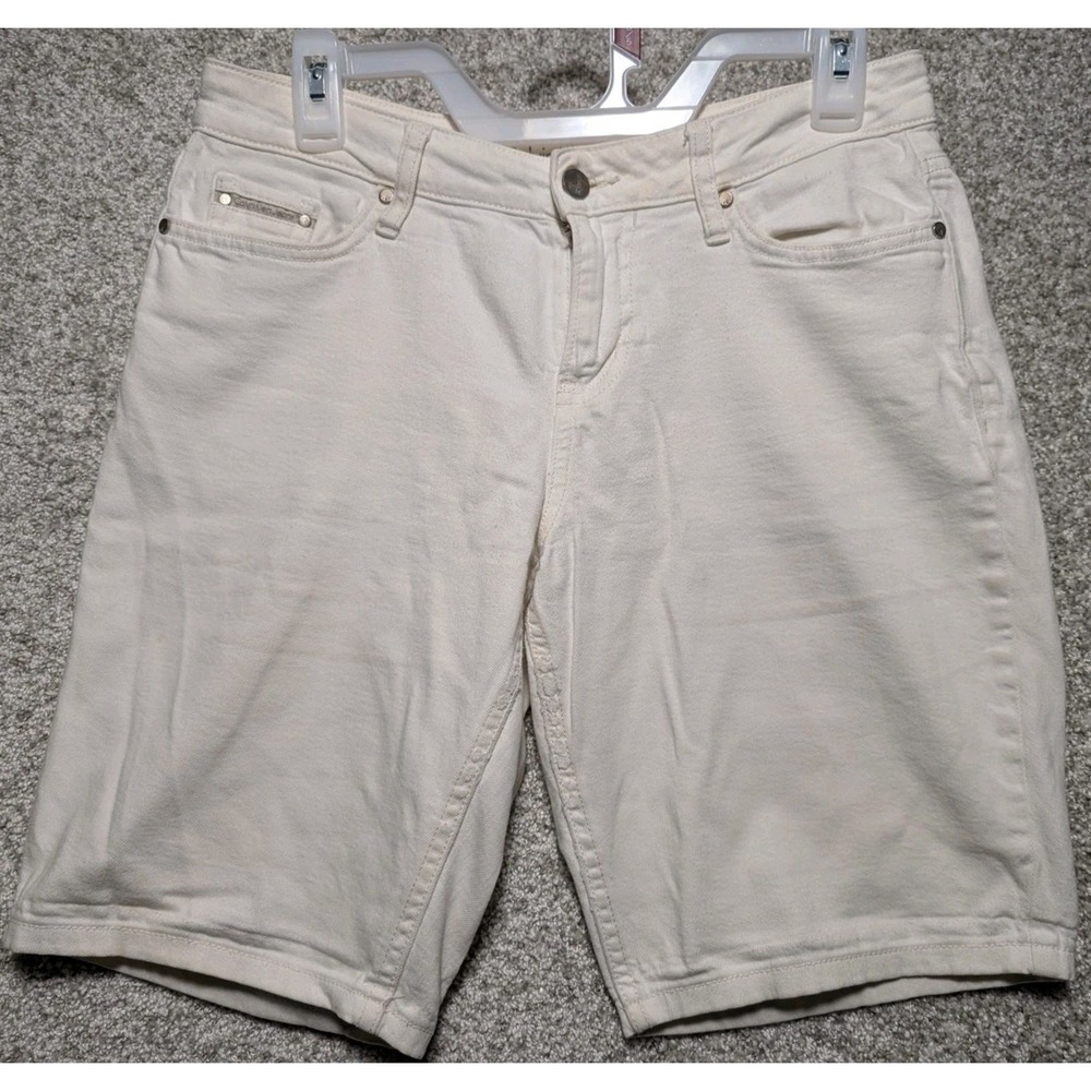 Calvin Klein‎ Shorts Size 2 Womens City Short Light Wash White Denim